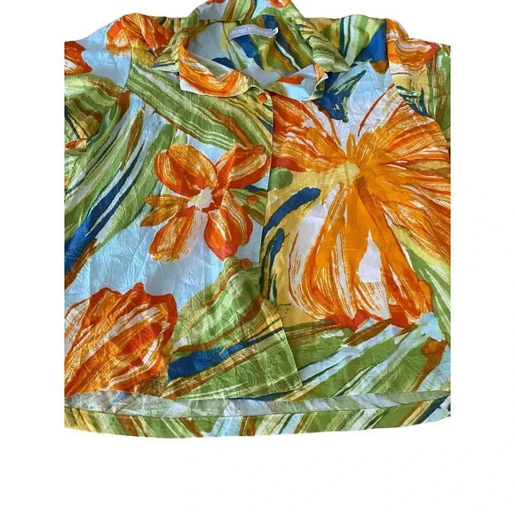 Jams World Sunburst Floral Short Sleeve Button Up Hawaiian Shirt Size M - Picture 2 of 3